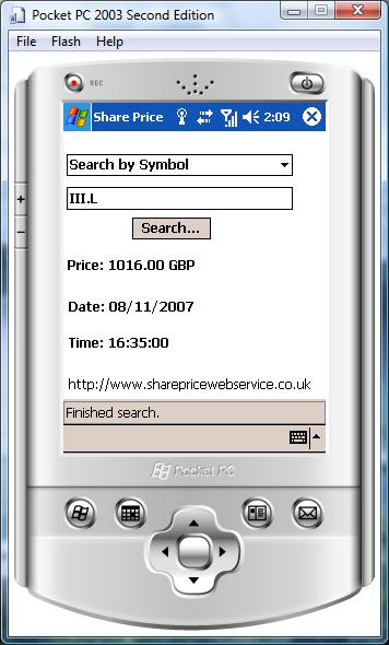 Share Prices 4 Mobile (WinCE) - search by symbol