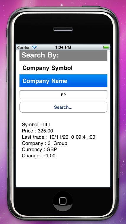Share Prices 4 Mobile (iphone) - search by company Part 1