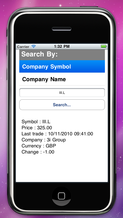 Share Prices 4 Mobile (iphone) - Search by Symbol Part 2
